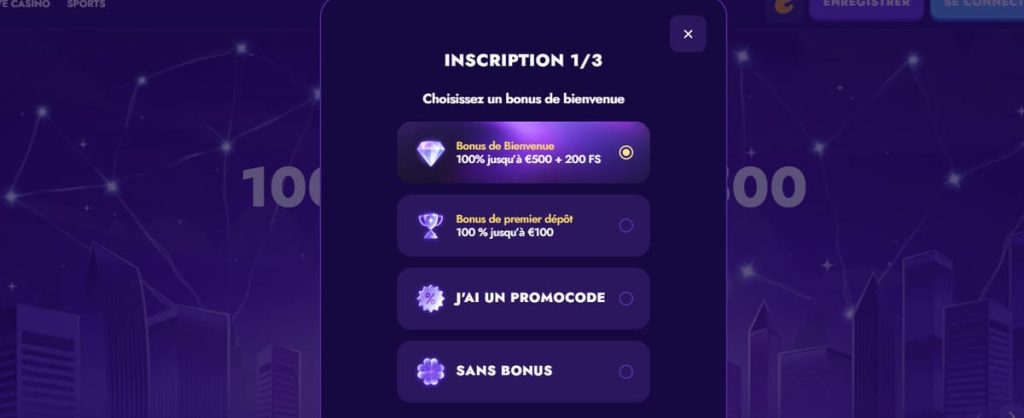 Polestar Casino inscription choix bonus bienvenue