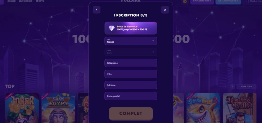 Polestar Casino souscription