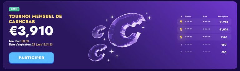 Polestar Casino tournoi mensuel Cashcrab